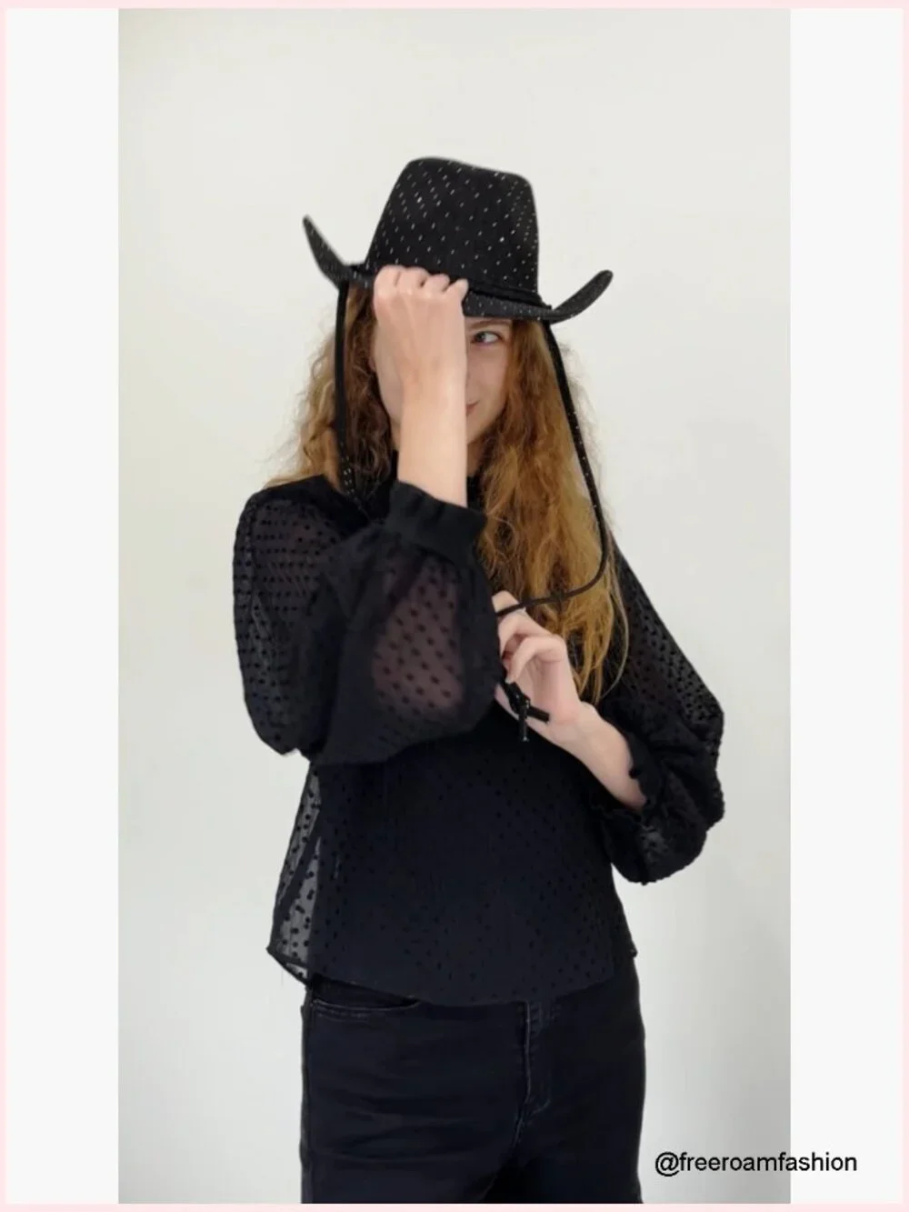 All Over Rhinestone Denim Cowboy Hat with Chinstraps